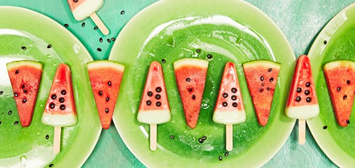 Watermelon Ice Lollies lined up